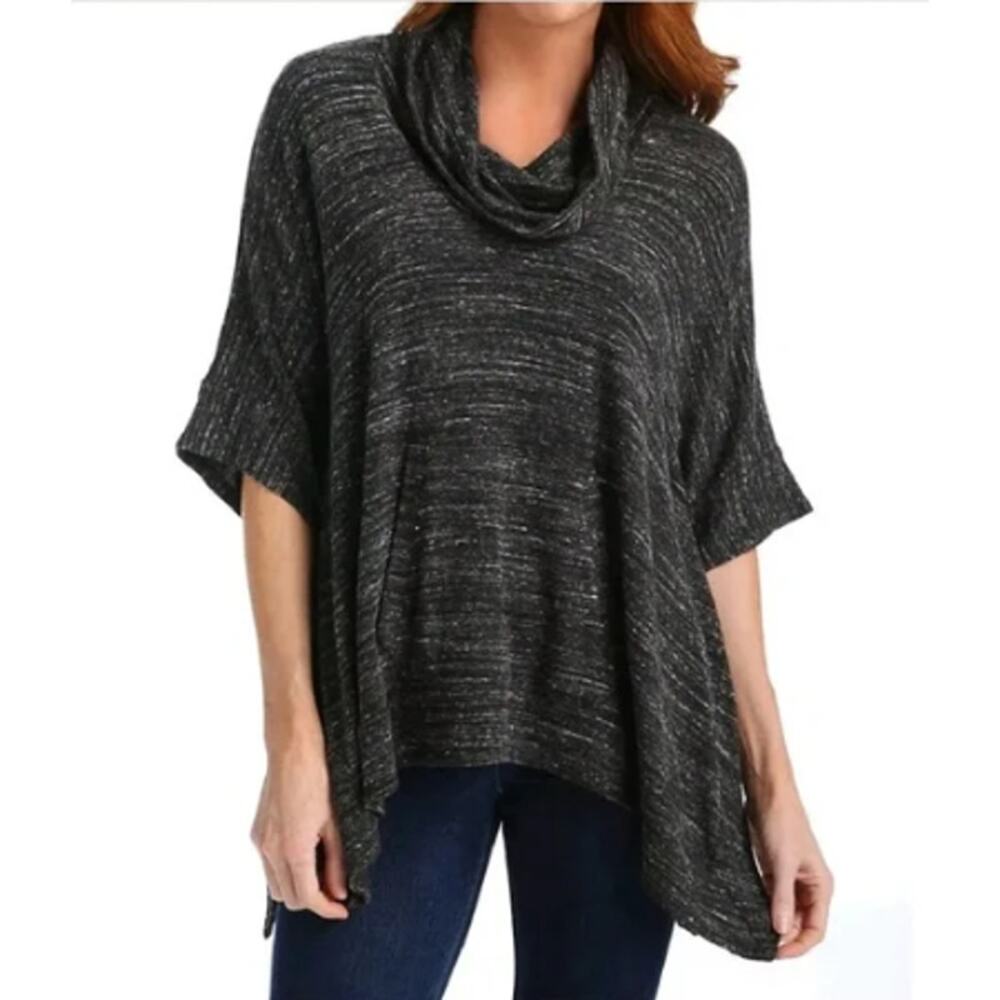 Splendid gray heather poncho top roll neck sweater cape Size XS Oversized Loose